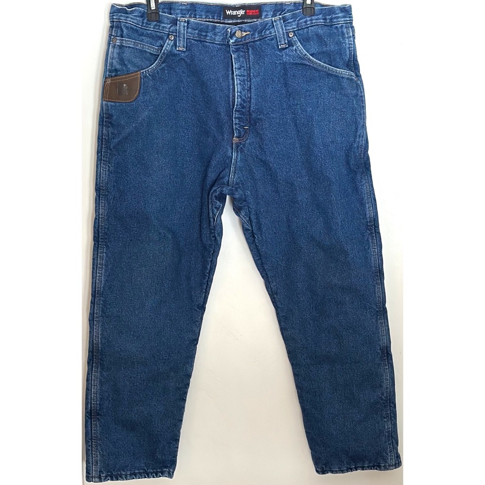 Wrangler Riggs Workwear Fleece Lined Jeans 40x30 Blue Quilted Insulated 3W055TH